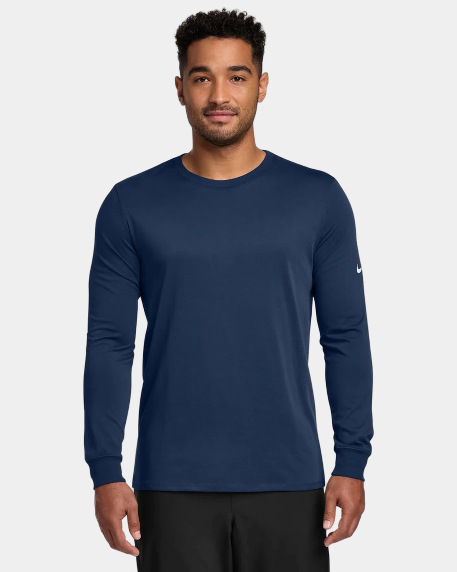 Custom Dri-FIT Cotton/Poly Long Sleeve Tee Nike - College Navy